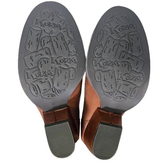 Korks by Kork-Ease Brown Leather Chunky Heel Adj Strap Ankle Booties size 7.5M - Picture 5 of 7